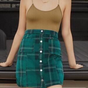 Urban Outfitters Green Plaid Mini Skirt size M